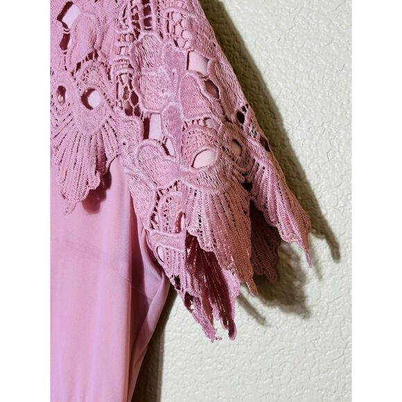 NWT Roolee Fiona Lace Pink Eyelet Maxi Dress Small Cottagecore Fairy Twee - Picture 5 of 9